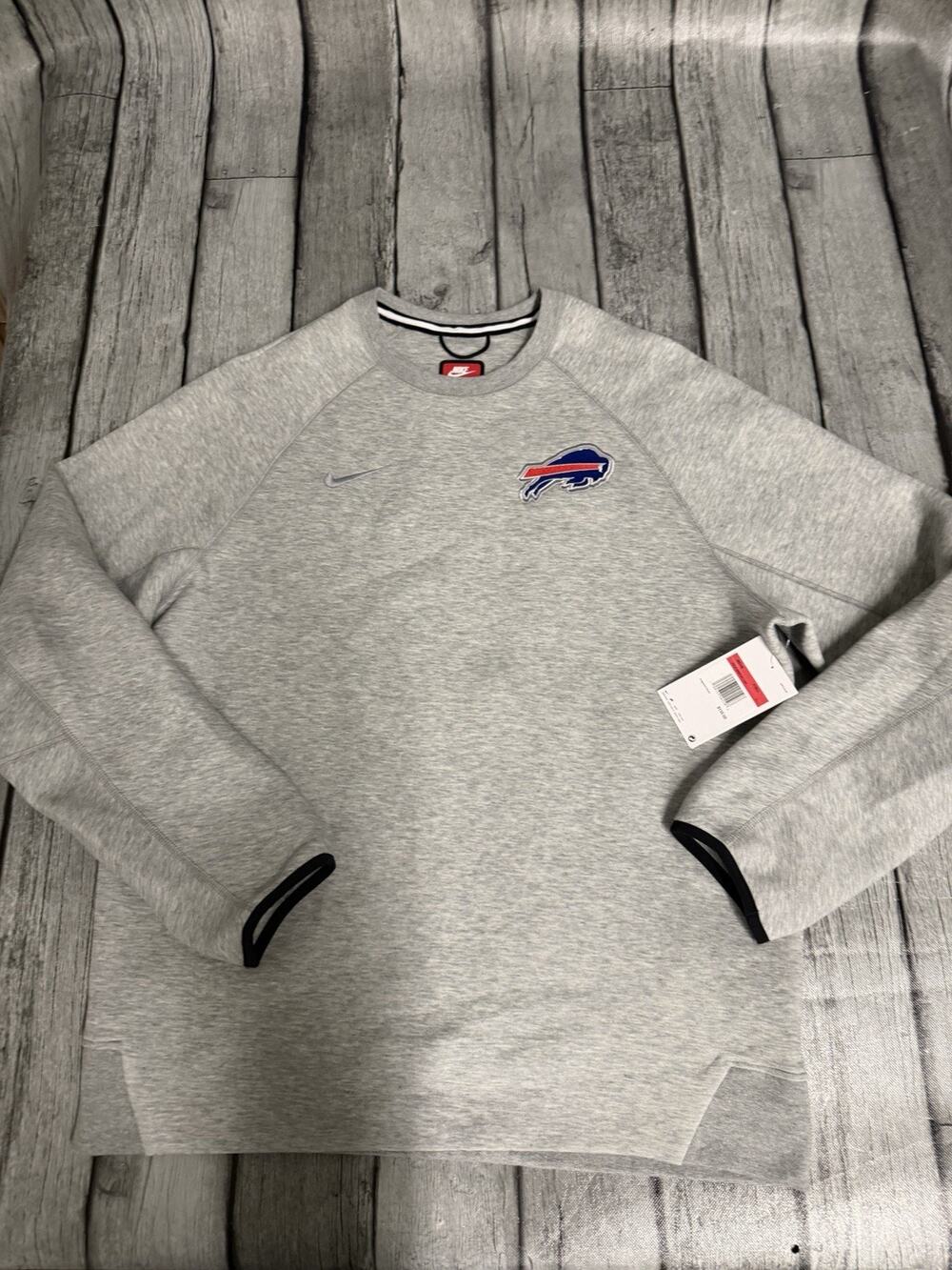 NWT Men's Nike Tech Buffalo Bills Fleece Pullover Raglan Sweatshirt Large Grey